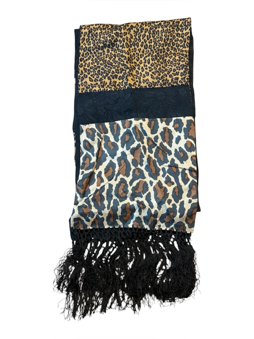 1990’s Vintage Animal Print Oblong Fashion Scarf, Mixed Prints, 60”